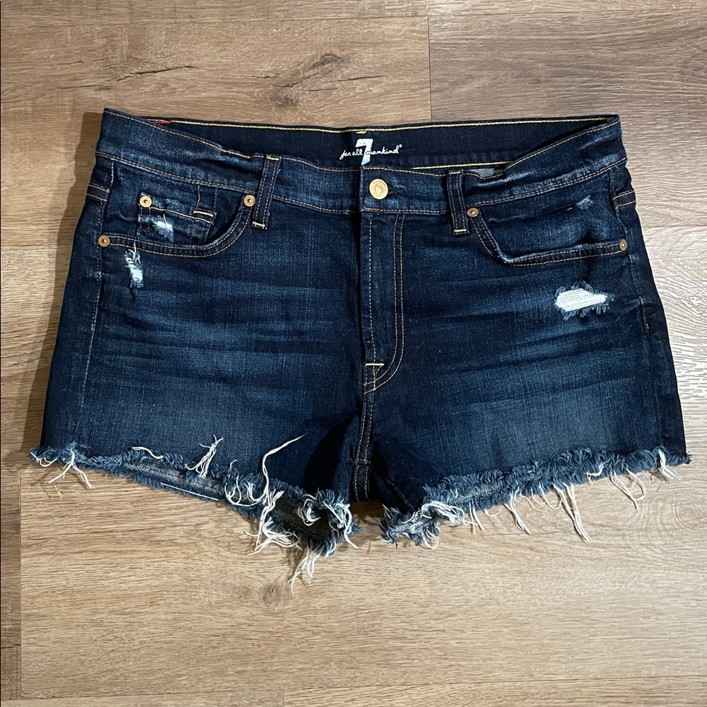 7 For All Mankind Jean Short Cuttoff Darkwash